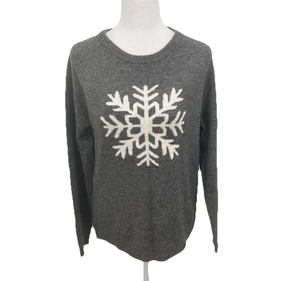 Philosophy Cashmere Snowflake Sweater Crew Neck Pullover Sz S Gray Cozy Classic - Picture 1 of 11